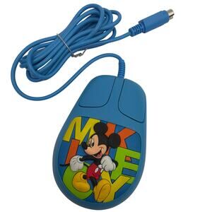 Vintage Disney Mickey Mouse Blue PS/2 Wired Computer Mouse WWL Model 2238
